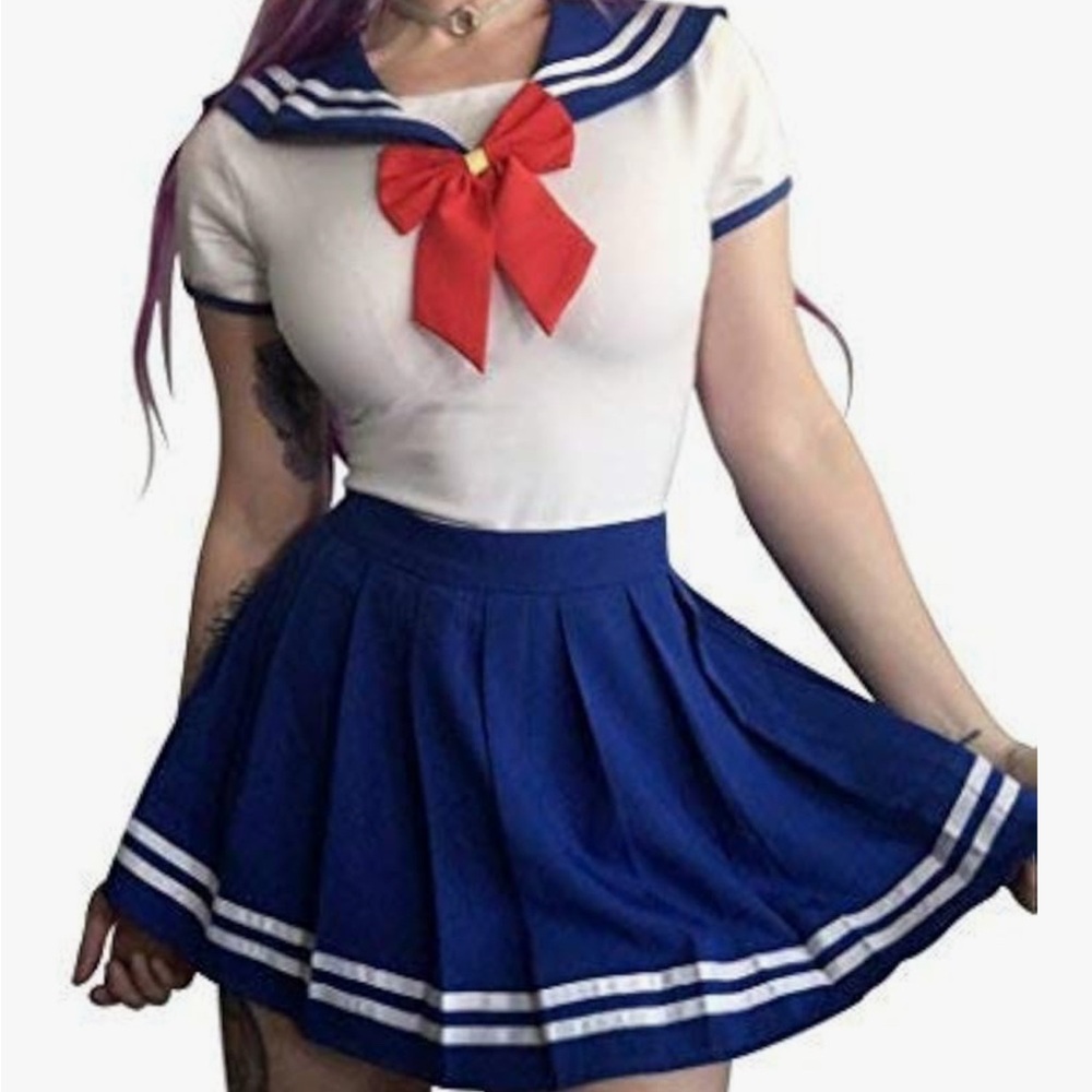 Women’s Costume: Navy Blue Sailor Skirt with White Trim